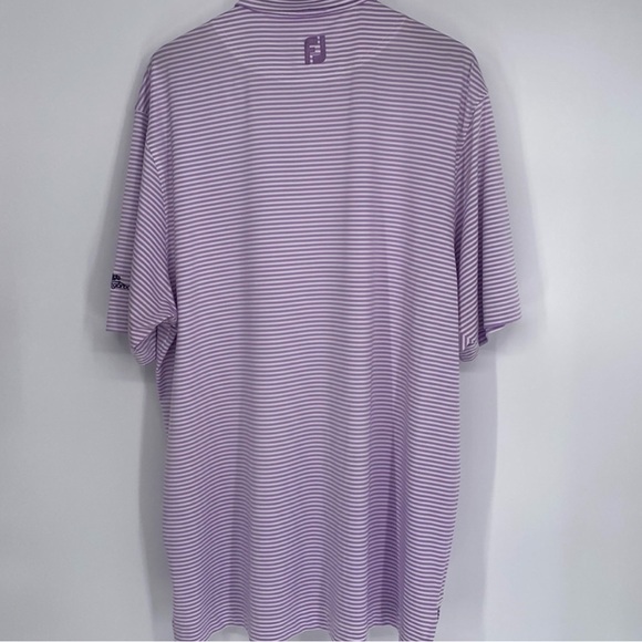 FootJoy Performance Polo Short Sleeve Large Purple White Striped Golf Shirt - Picture 4 of 12